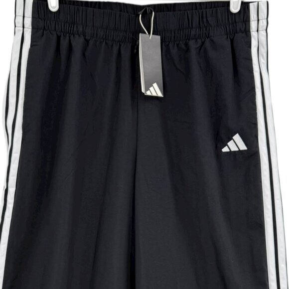 Adidas Women's Sport 3 Stripes Trim Black Woven Track Pants 1X Elastic Waist NWT - Picture 3 of 12